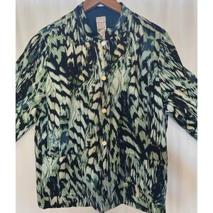 CHICOS Women's Size 3 (US 16/18) XLarge Linen Blend Reversible Snap Front Jacket